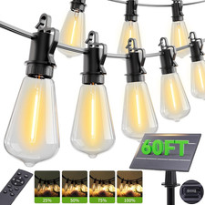 60FT Solar String Lights Outdoor Waterproof with Remote,Shatterproof ST38 20 LED