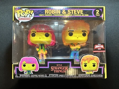 Pop Funko #2Pack Stranger Things Blacklight Robin And Steve Target Con Exclusive