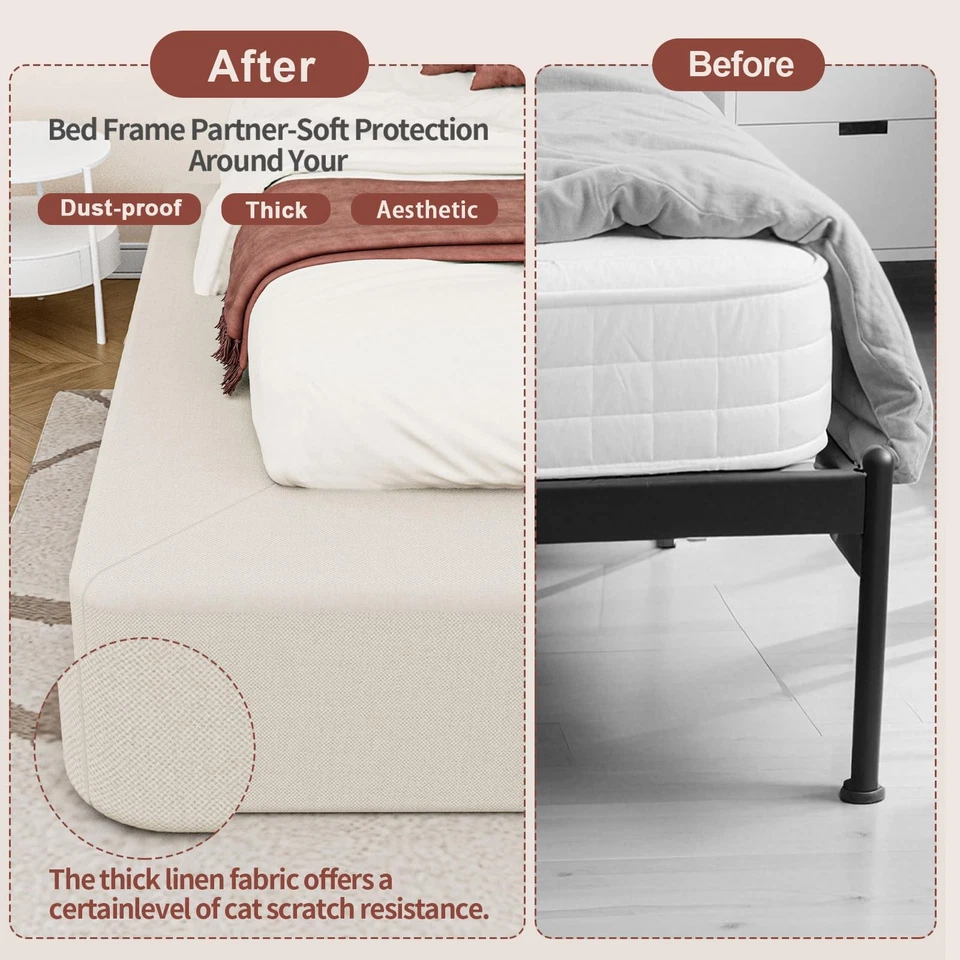 Cama Armação Parceiro-Queen Size Plataforma Estofada Nuvem Macia, Protetor Puff E... - Imagem 4 de 4