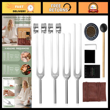Healing Tuning Forks Set - 128Hz, 136.1Hz, 256Hz, 384Hz for Chakra  Meditation