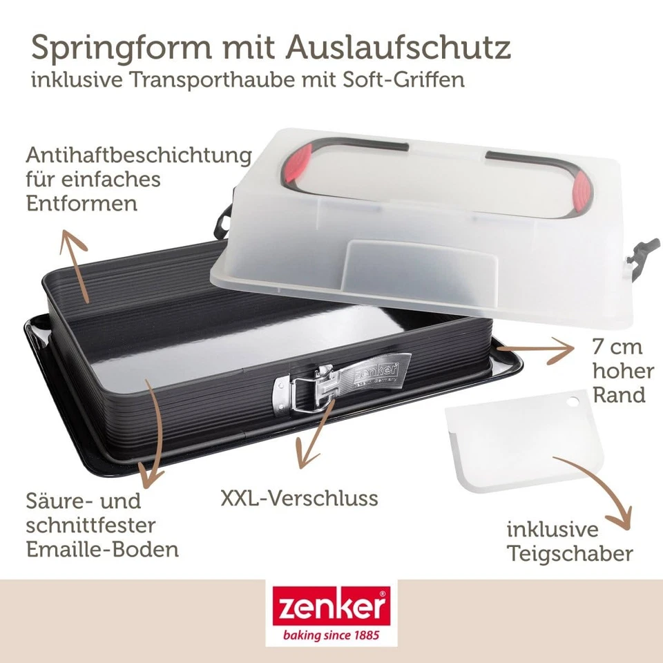 Rechteck-Springform mit Haube DELUXE, Kuchentransportbox mit Emaille-Boden, B... - Bild 3 von 4