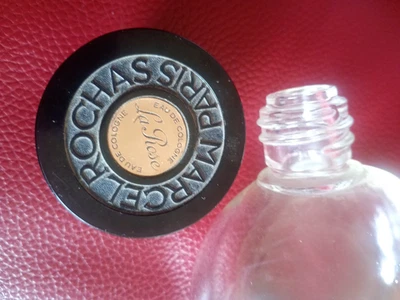 MARCEL ROCHAS 14cm Flacon (vide) EAU DE COLOGNE La Rose - Bouchon noir Vintage - Photo 1/4