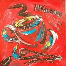 HOT COFFEE  IMPRESSIONIST  ORIGINAL OIL  PAINTING -ABSTRACT ART IECCCdEC3