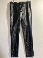 Lauren Ralph Lauren Women Leggings 8 Black Pull On Faux Leather Front Stretch