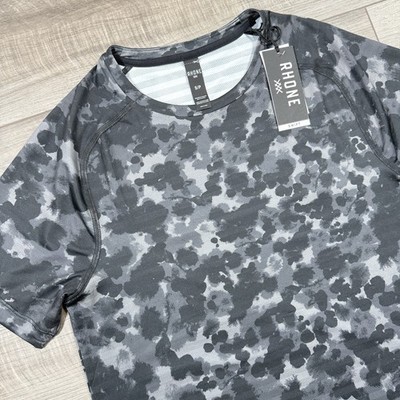RHONE Swift Performance Short Sleeve T-Shirt Men's  Small Black Cloud Camo  NWT