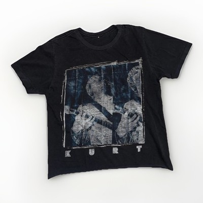 Vintage Paper Thin Kurt Cobain Graphic T-Shirt Cropped Black XS 17x20 Distressed
