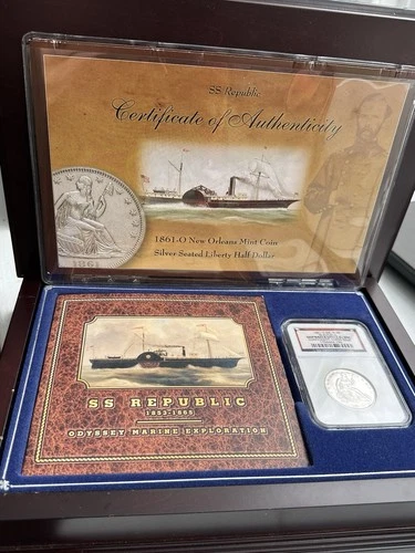 1861 O UNC Seated Liberty Half Dollar Confederate Shipwreck NGC W-09