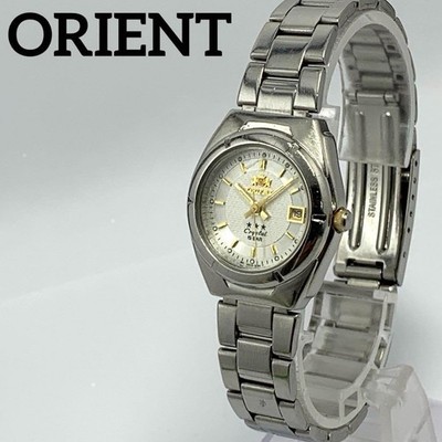 Orient Vintage Quartz Watch Silver Dial Gold Indices Date SZ13-Q3 CA Used