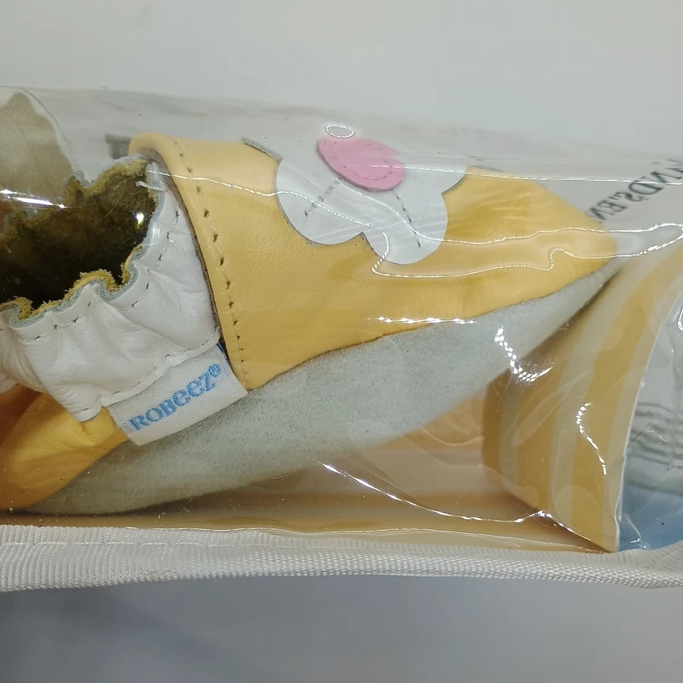 Robeez Nuevo en Caja Niñas 6-12 Meses Suela Suave Zapato Amarillo Flores Nuevo en Paquete Nuevo Foto 4 de 4