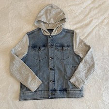 Art Class Girls Med 8-10 Jean Jacket With Hood and Sweatshirt Sleeves Classic