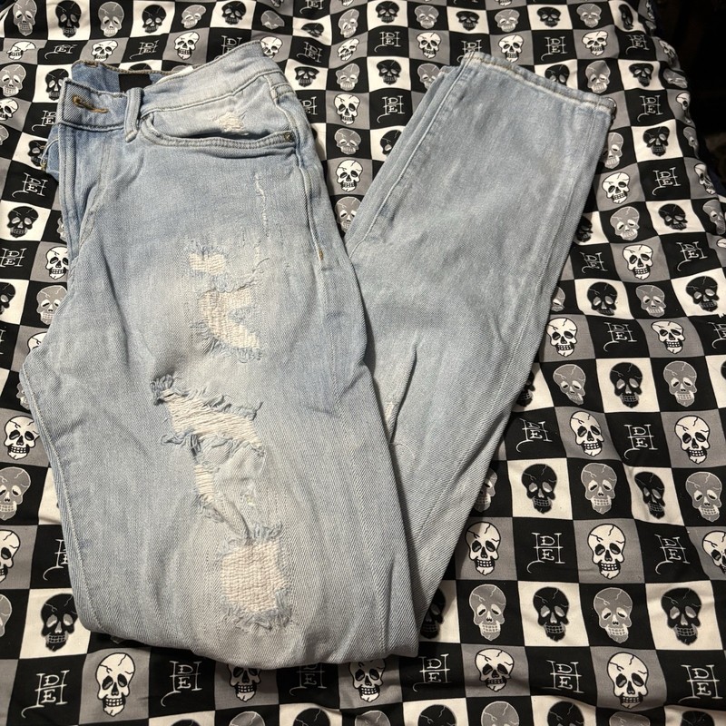 H&M Light Wash Distressed Denim Skinny Jeans