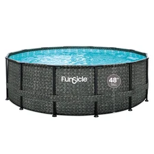 Funsicle 14' x 48" Oasis Round Above Ground Pool, Dark Herringbone (Open Box)
