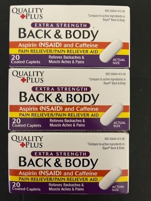 Quality Plus Extra Strength Back & Body Pain Reliever/Relief {3 BOTTLES}