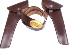 American Civil War Cavalry Leather US Waist Belt  Leather Holsters Dark Brown