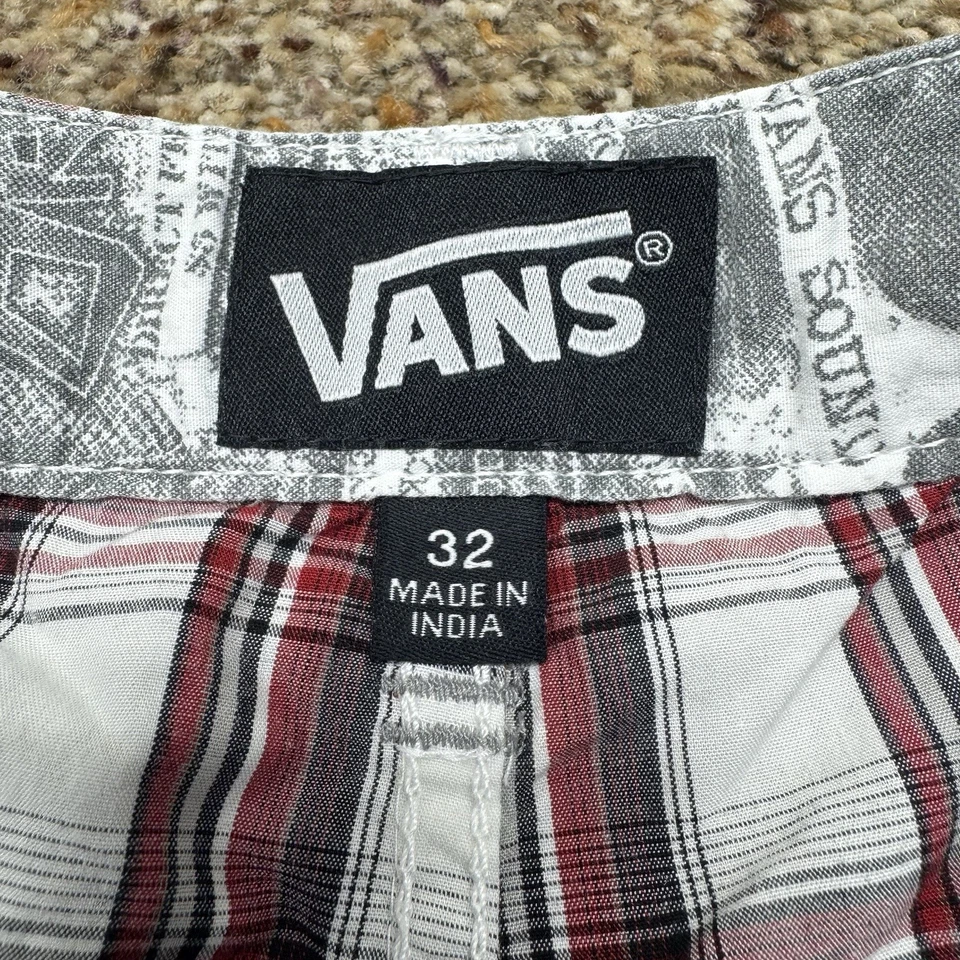 Pantalones Cortos de Patín Informales Vans Para Hombre a Cuadros Talla 32 Rojo Blanco Foto 2 de 4