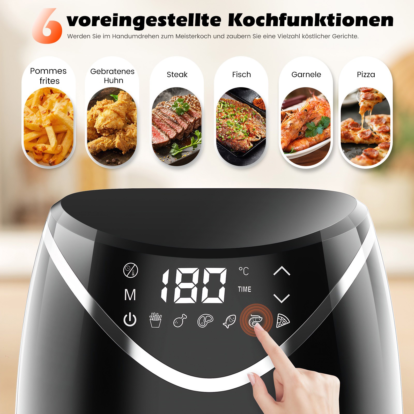 Friggitrice ad Aria Calda OYAJIA 2,8 L con Display Touch foto 2