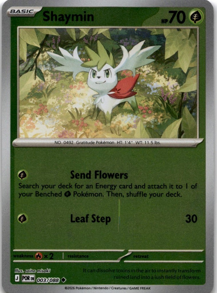 Pokemon Perfect Order Shaymin 003/088 Uncommon Reverse Holo Near Mint