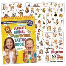 350PCS Temporary Tattoos for Kids, 100 Animal Designs, Safe Pre-Cut, Party