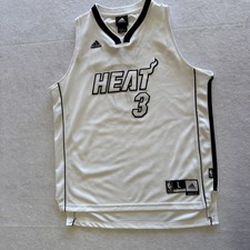 Adidas Miami Heat Dwyane Wade 3 Youth Large White NBA Jersey Length Basketball