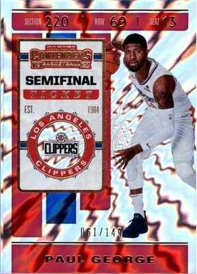 2019-20 Panini Contenders Semifinal Ticket #88 Paul George /149 - BSK