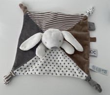 6567🌟Doudou plat Mouchoir lapin OKAIDI OBAIBI gris Marron blanc étoiles