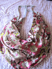 Satin Banana Bag, Retro, funky, hippy, pink floral design, New unused