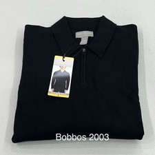 Hickey Freeman Men's 1/4 Zip Stretch Sweater Polo, Black, Size S