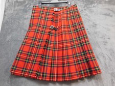 Vintage St Michael Kilt Skirt Mens Medium Red Plaid Wool Adjustable Waist