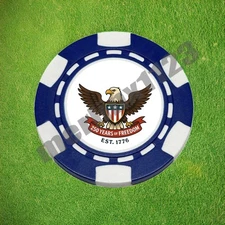 USA America 250th Anniversary 1776 Clay Poker Chip Golf Ball Marker Card Guard