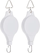 2 Pack Plant Pulley Retractable Hanger, Easy Reach White 