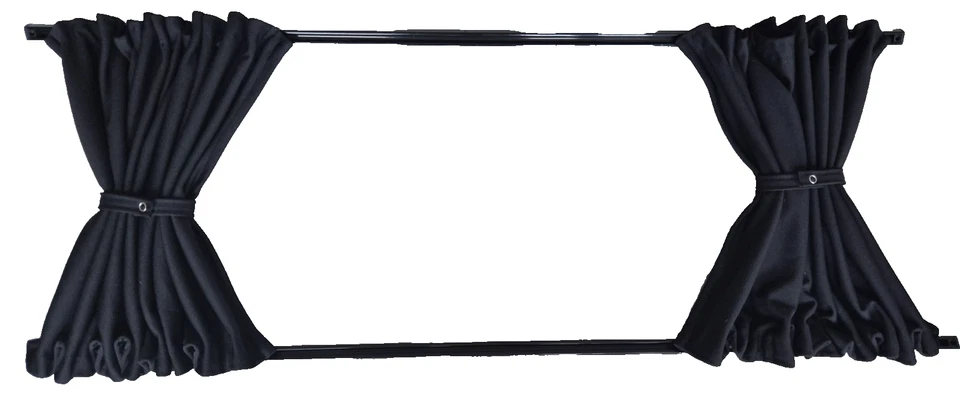 Delica grey/black blackout curtains – stacked view