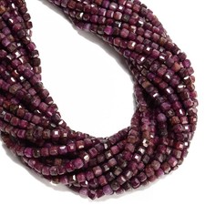 Natural Ruby Faceted Cube Beads Size 3mm 4mm 15.5" Strand