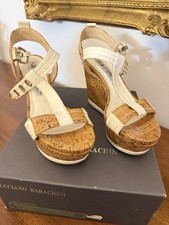 Luciano Barachini sandali zeppa effetto sughero bianco tg 36 – slingback fibbia