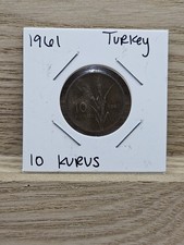 Coin Turkey 10 Kurus 1961 In Paper Card Sleeve 