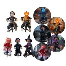 Sound Sensing Skeleton Boy Riding Bike Halloween Decoration Tabletop Floor