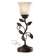 Touch Bedside Table Lamp, Vintage Nightstand Lamp with 2 USB Ports for Living...