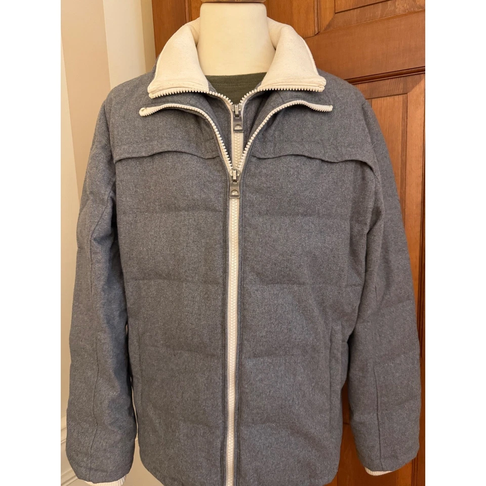 Guess Insulated Down Jacket Men XL Gray Bib Liner DBL-Zip Wool-Blend Winter Coat - Image 4 of 4