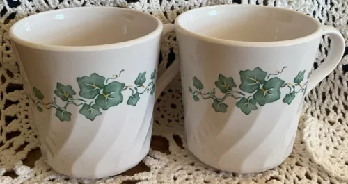 CORELLE CALLAWAY IVY TALL MUGS COFFEE CUPS SWIRL LOT OF 2~NEW~NEVER USED