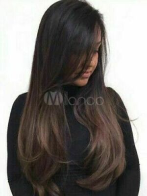 100% Real hair! Fashion Elegant Women's Long Dark Brown Straight Human Hair  Wigs | eBay