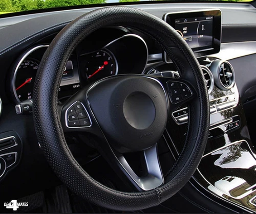 For Vw Golf Polo Black Pu Perforated Leather Steering Wheel Cover Protector Uk
