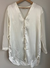 Women's Vintage Victoria's Secret Nightshirt Cream Sheer Gold Small S