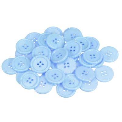 100 Stück 40L Nähen Knöpfe 1'' Harz Rund Flach 4-Loch Basteln Knöpfe, Hellblau