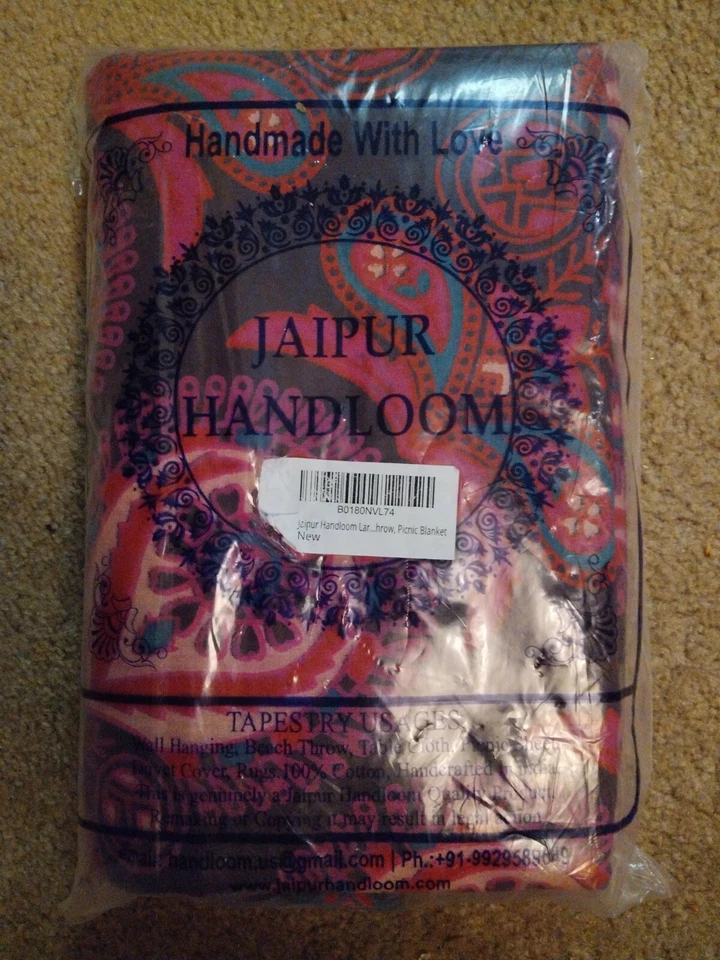 NOVO Cobertor de Piquenique Jaipur Tapeçaria de Parede Tear Manual Roxo, Rosa, Azul 59” X 59” - Imagem 2 de 4