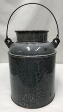 Vintage Gray Graniteware Enamelware Milk Can Cream Pail w/o Lid