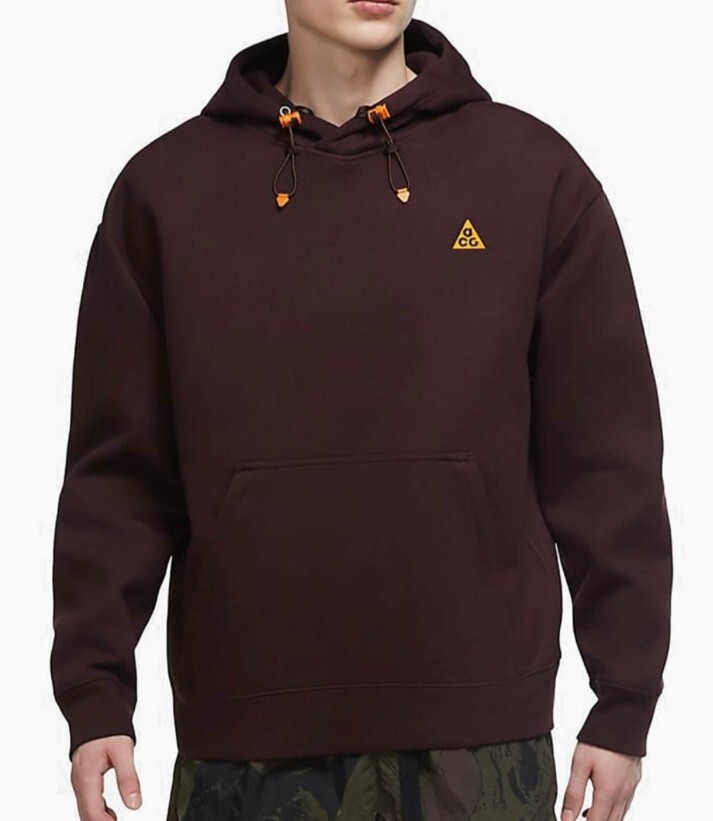 Nike ACG Pullover Fleece Hoodie Deep Burgundy Clay Orange Size