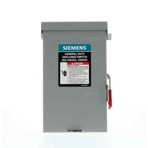 Siemens Indoor Safety Switch 60A 3-Pole 3-Wire 240-Volt Non-Fusible General Duty - Picture 3 of 6