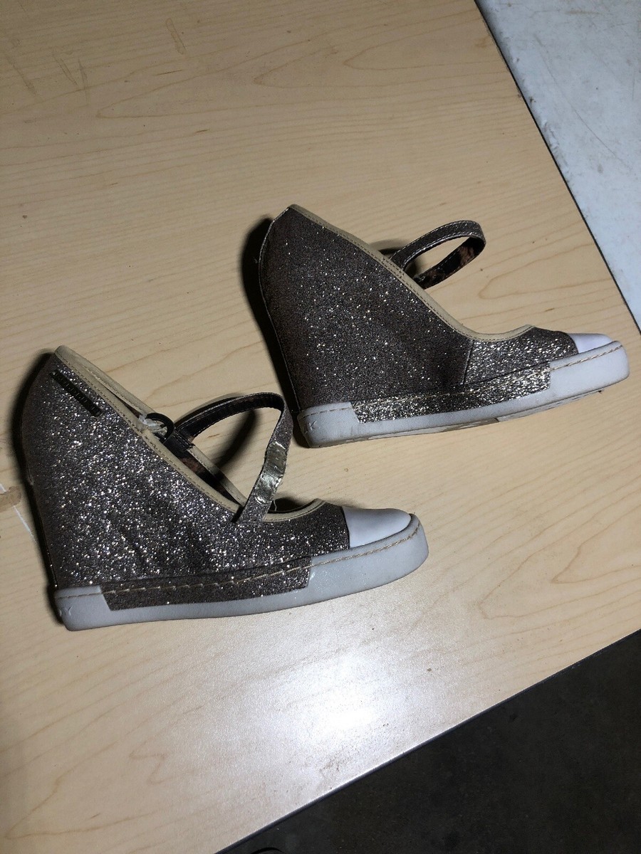 Rock Candy Goldluxe Pin-Up Goldglitter Platform Wedge Heel Shoes