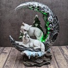 Lunar Companions Figurine White Wolf LED Light Up Moon Gothic Fantasy Nemesis