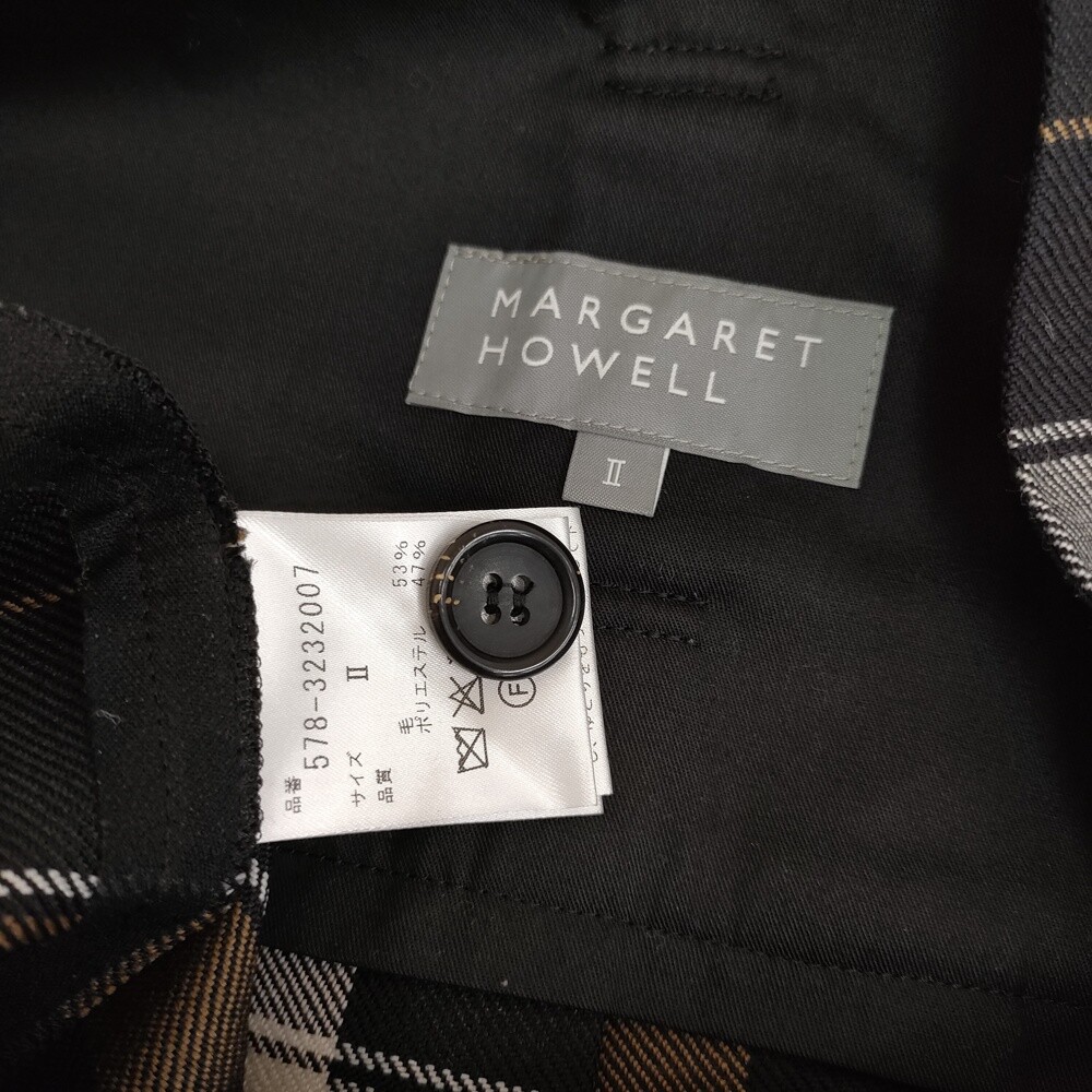 MARGARET HOWELL 578-3232007 TARTAN WOOL BLEND Pleated skirt Black 