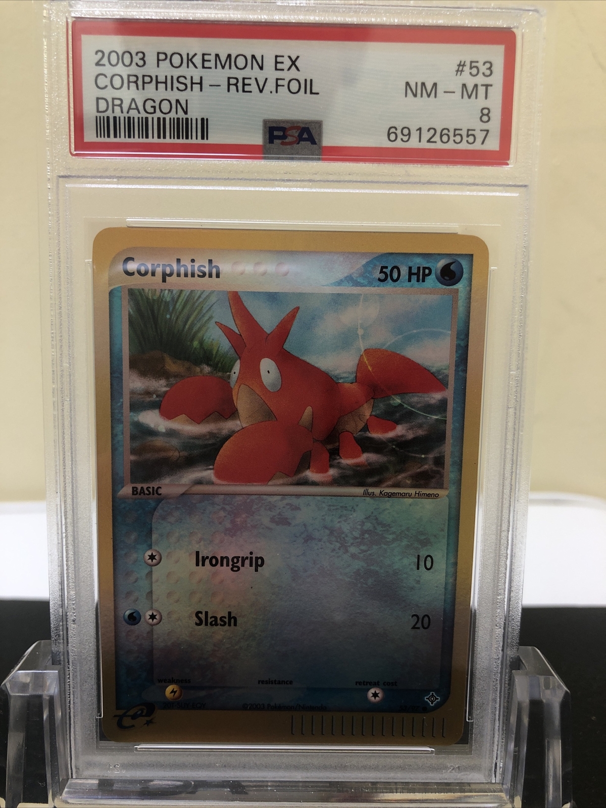 2003 Pokémon EX Dragon Corphish 53/97 Reverse Holo PSA 8 145